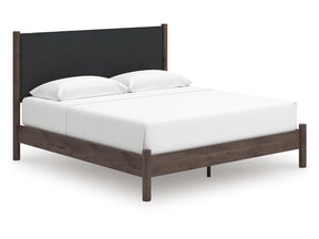 Pamytta Brown King Upholstered Panel Platform Bed - Ornate Home