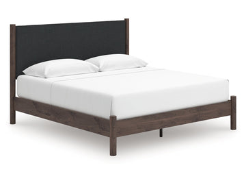 Pamytta Brown King Upholstered Panel Platform Bed - Ornate Home