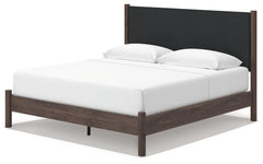 Pamytta Brown King Upholstered Panel Platform Bed - Ornate Home