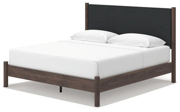 Pamytta Brown King Upholstered Panel Platform Bed - Ornate Home