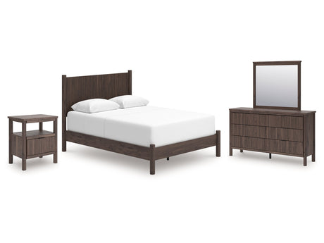 Pamytta Brown Queen Panel Bed, Dresser, Mirror and Nightstand - Ornate Home