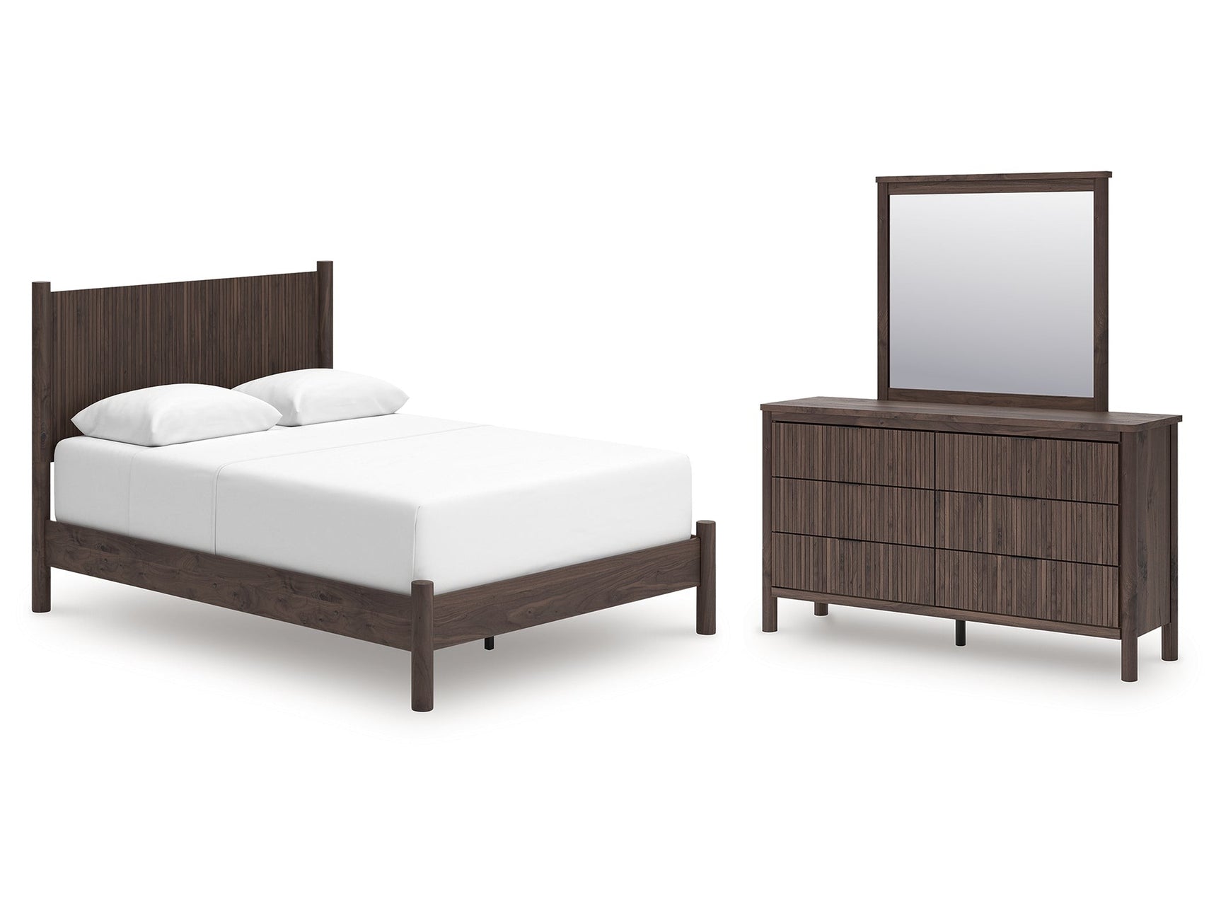 Pamytta Brown Queen Panel Bed, Dresser and Mirror - Ornate Home