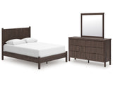 Pamytta Brown Queen Panel Platform Bed, Dresser and Mirror (Online Special Price) - Ornate Home