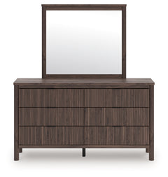 Pamytta Brown Queen Panel Platform Bed, Dresser and Mirror - Ornate Home