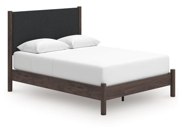 Pamytta Brown Queen Upholstered Panel Platform Bed - Ornate Home