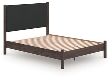 Pamytta Brown Queen Upholstered Panel Platform Bed - Ornate Home