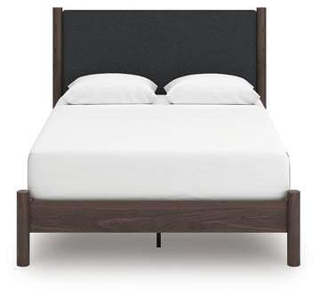 Pamytta Brown Queen Upholstered Panel Platform Bed - Ornate Home