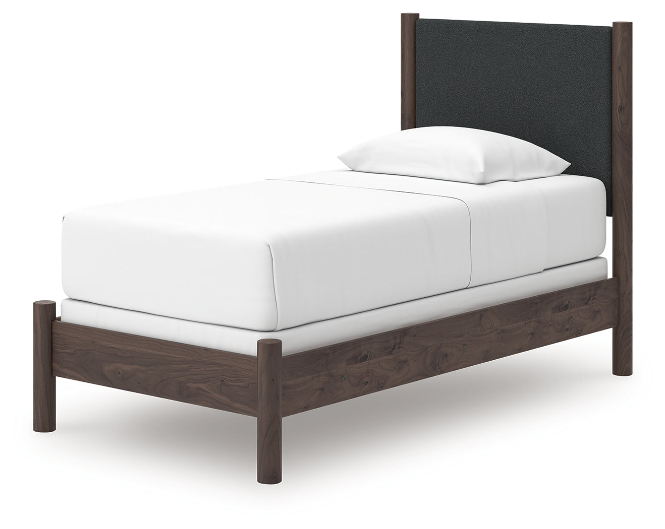Pamytta Brown Twin Upholstered Panel Bed, Dresser and Mirror (Online Special Price) - Ornate Home
