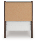 Pamytta Brown Twin Upholstered Panel Bed, Dresser and Mirror - Ornate Home