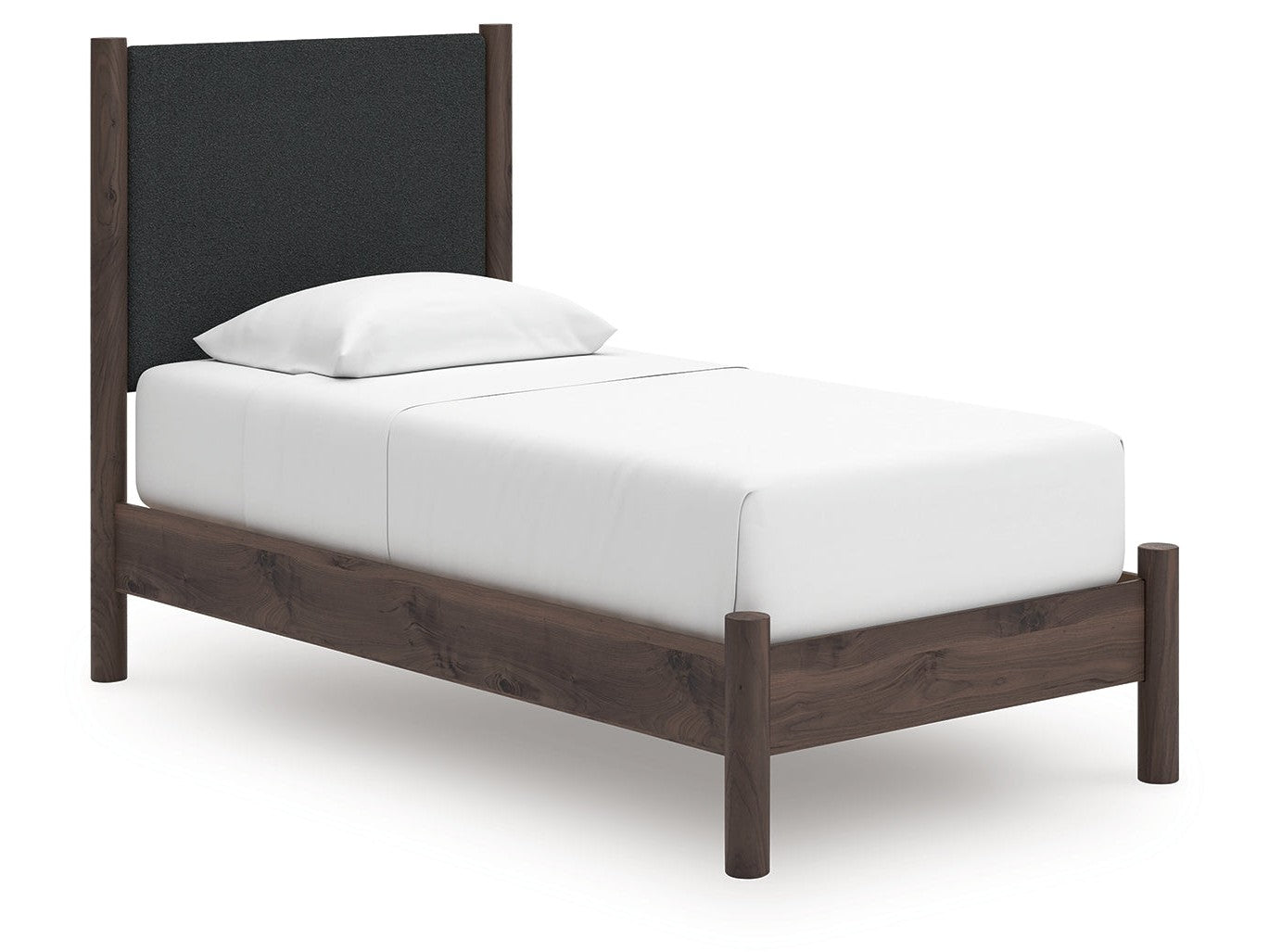 Pamytta Brown Twin Upholstered Panel Platform Bed (Online Special Price) - Ornate Home
