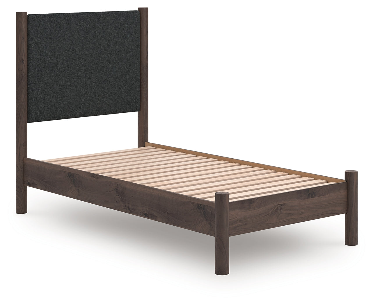 Pamytta Brown Twin Upholstered Panel Platform Bed (Online Special Price) - Ornate Home