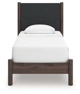 Pamytta Brown Twin Upholstered Panel Platform Bed (Online Special Price) - Ornate Home