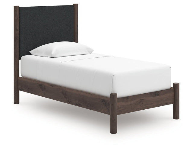 Pamytta Brown Twin Upholstered Panel Platform Bed - Ornate Home