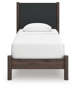 Pamytta Brown Twin Upholstered Panel Platform Bed - Ornate Home
