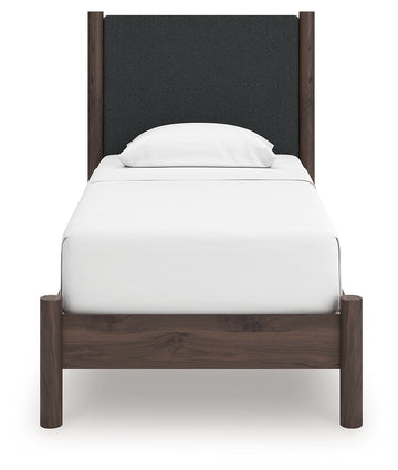 Pamytta Brown Twin Upholstered Panel Platform Bed - Ornate Home