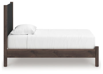 Pamytta Brown Twin Upholstered Panel Platform Bed - Ornate Home