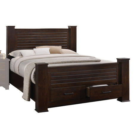 Panang Queen Bed w/ Storage in Mahogany 23370Q - Ornate Home