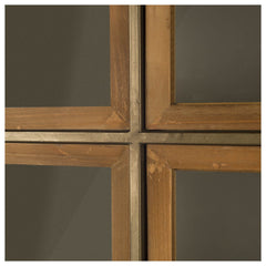 Pandora Brown Wood and Metal Glass Door Display Cabinet