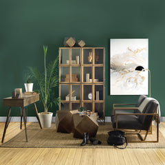 Pandora Brown Wood and Metal Glass Door Display Cabinet