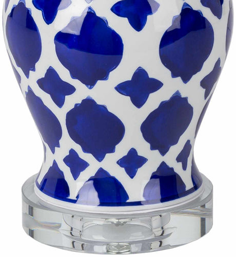 Pangian White & Blue Patterned Ceramic Table Lamp - Ornate Home