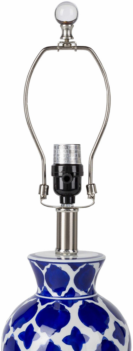 Pangian White & Blue Patterned Ceramic Table Lamp - Ornate Home