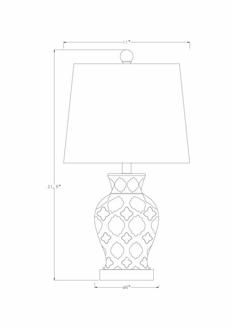 Pangian White & Blue Patterned Ceramic Table Lamp - Ornate Home