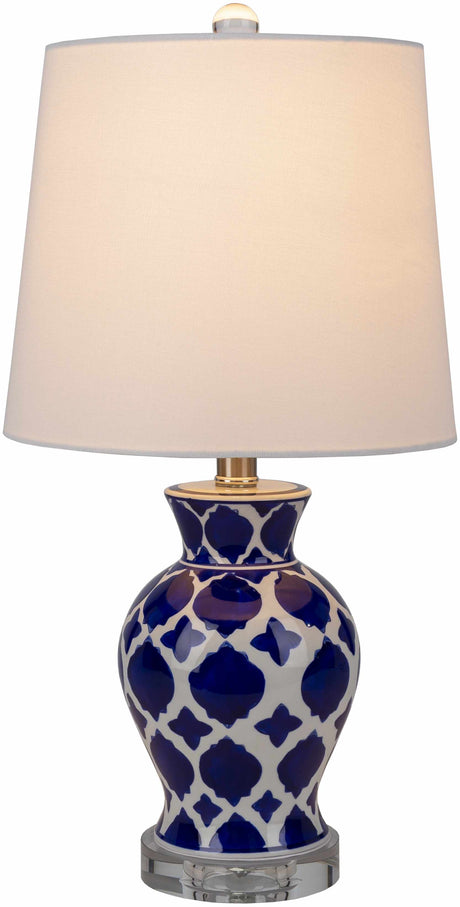Pangian White & Blue Patterned Ceramic Table Lamp - Ornate Home