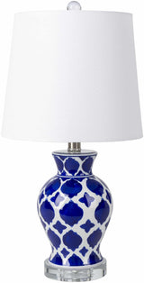 Pangian White & Blue Patterned Ceramic Table Lamp - Ornate Home