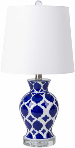 Pangian White & Blue Patterned Ceramic Table Lamp - Ornate Home