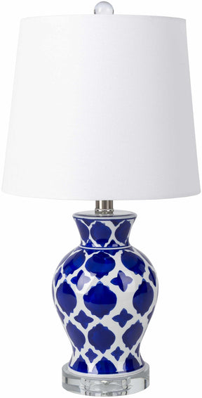 Pangian White & Blue Patterned Ceramic Table Lamp - Ornate Home