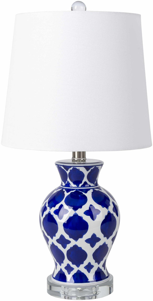 Pangian White & Blue Patterned Ceramic Table Lamp - Ornate Home