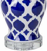Pangian White & Blue Patterned Ceramic Table Lamp - Ornate Home