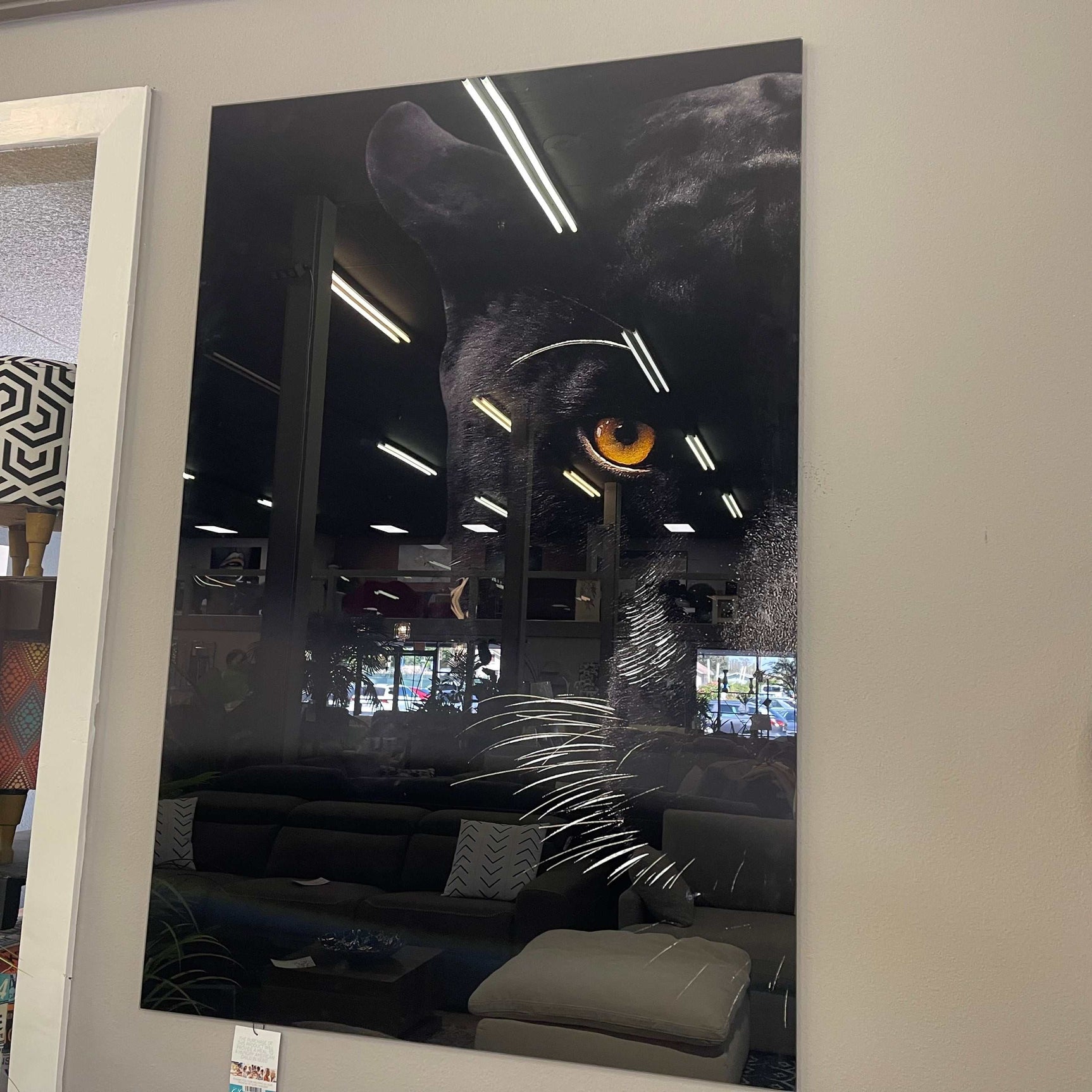 Panther Face Tempered Glass w / Foil Wall Art - Ornate Home