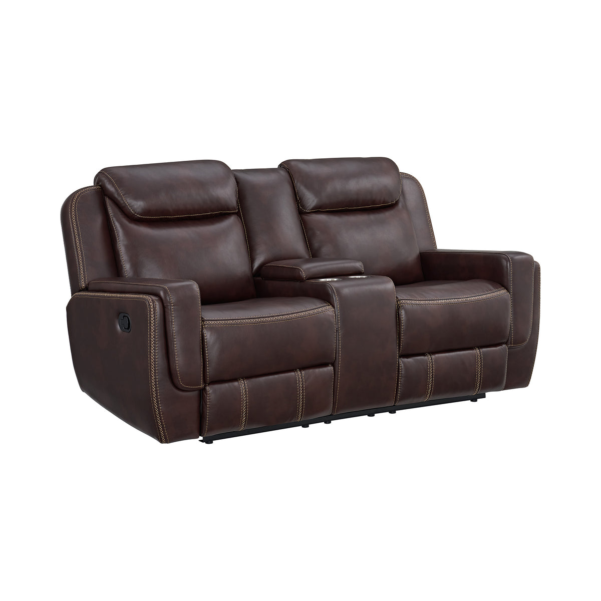 Panther Neono Brown Motion Loveseat with Console - Ornate Home