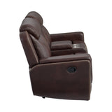 Panther Neono Brown Motion Loveseat with Console - Ornate Home