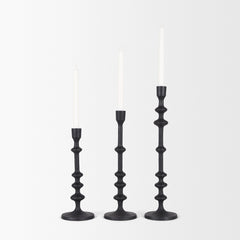 Paolo Matte Black Metal Candle Holder (Set of 3) - Ornate Home