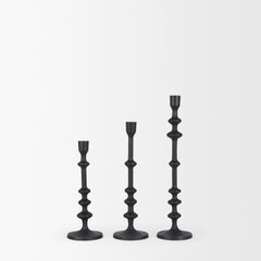 Paolo Matte Black Metal Candle Holder (Set of 3) - Ornate Home