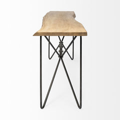 Papillion Blonde Wood and Iron Console Table - Ornate Home
