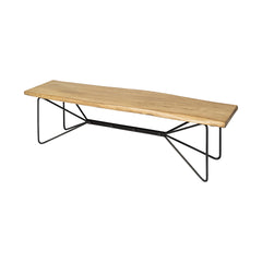 Papillion Blonde Wood and Iron Dining Bench