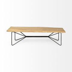 Papillion Blonde Wood and Iron Dining Bench
