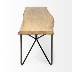 Papillion Blonde Wood and Iron Dining Bench