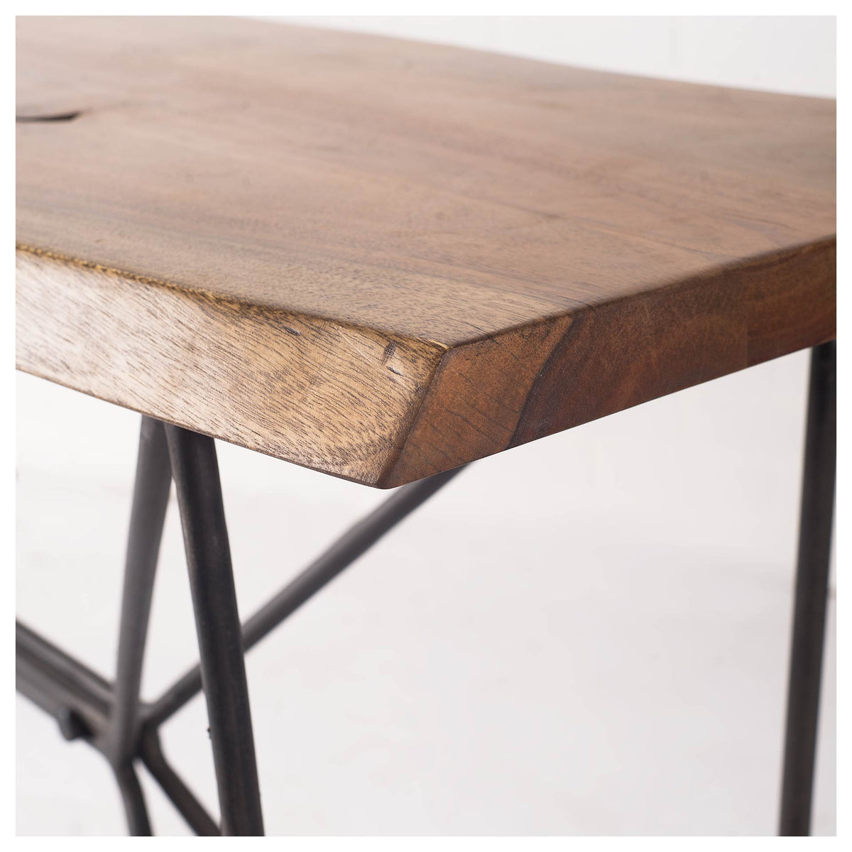 Papillion Natural Solid Wood and Iron Console Table - Ornate Home