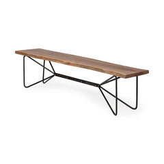 Papillion Natural Solid Wood and Iron Dining Bench
