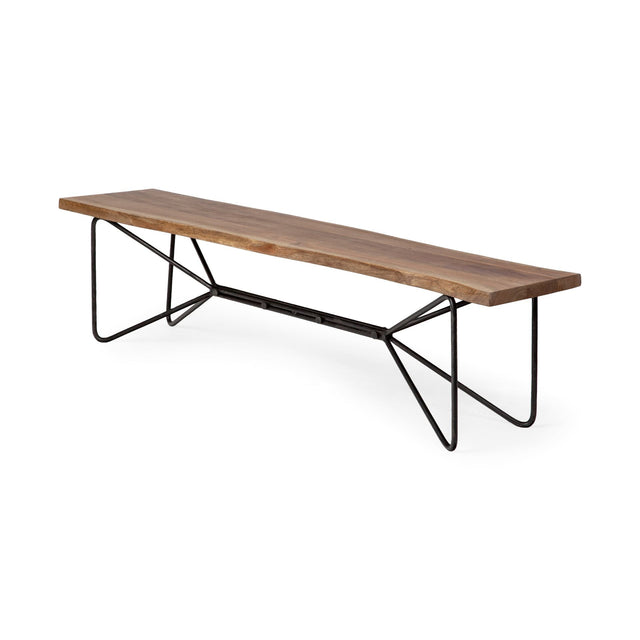 Papillion Natural Solid Wood and Iron Dining Bench - Ornate Home