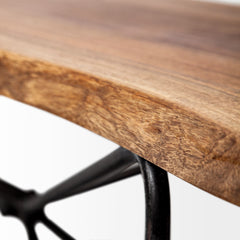 Papillion Natural Solid Wood and Iron Dining Bench