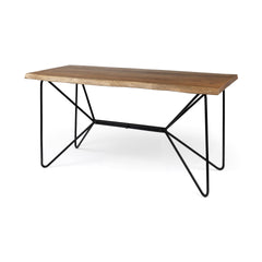 Papillion Natural Solid Wood and Live Edge Iron Office Desk - Ornate Home