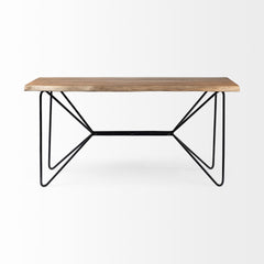 Papillion Natural Solid Wood and Live Edge Iron Office Desk - Ornate Home