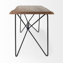 Papillion Natural Solid Wood and Live Edge Iron Office Desk - Ornate Home