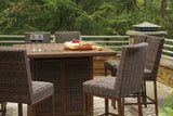 Paradise Trail Medium Brown Outdoor Counter Height Dining Table w/6 Barstools - Ornate Home