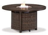 Paradise Trail Medium Brown Outdoor Fire Pit Table & Chair Set / 5pc - Ornate Home